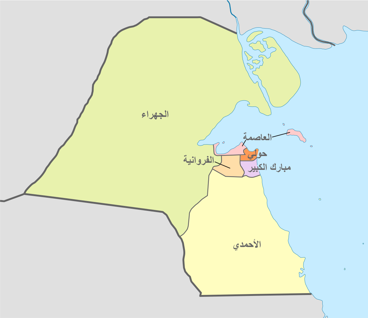 خريطة مناطق الكويت