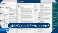 نموذج سيرة ذاتية عربي انجليزي جاهز وورد ومفرغ doc