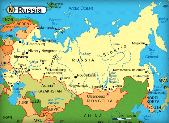 مساحة دولة روسيا والصين