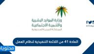 المادة 41 من اللائحة التنفيذية لنظام العمل .. أهم الأسئلة الشائعة حول المادة 41