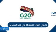 ما هي الدول المشاركة في قمة العشرين 2020