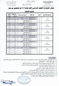 جدول اختبارات المرحلة المتوسطة 1442