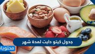 جدول كيتو دايت لمدة شهر