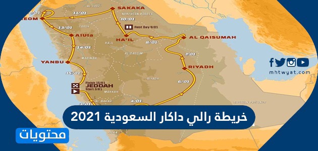 خريطة رالي داكار السعودية 2021