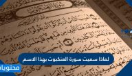 لماذا سميت سورة العنكبوت بهذا الاسم