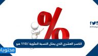 الكسر العشري الذي يمثل النسبة المئوية 110٪ هو