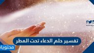 تفسير حلم الدعاء تحت المطر في المنام للمتزوجة والعزباء والمطلقة الرجل والشاب بالتفصيل