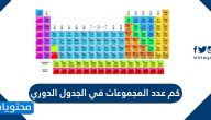 كم عدد المجموعات في الجدول الدوري