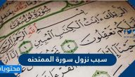 سبب نزول سورة الممتحنه ولماذا سميت بهذا الاسم