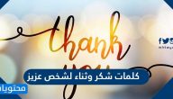 كلمات شكر وثناء لشخص عزيز