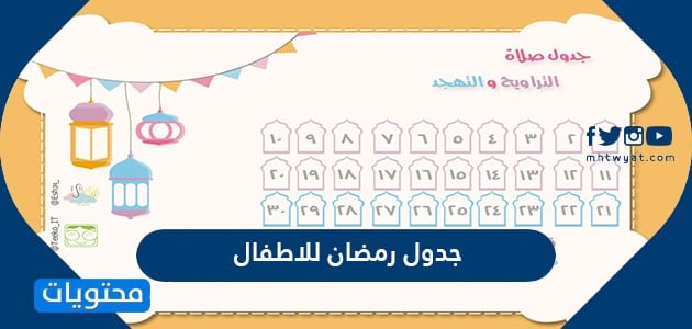 جدول رمضان للاطفال المفطرين والصائمين 2022 موقع محتويات