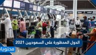 الدول المحظورة على السعوديين 2021