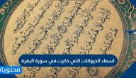 اسماء الحيوانات التي ذكرت في سورة البقرة