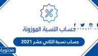 طريقة حساب نسبة الثاني عشر 2021 الكويت