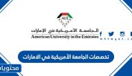 تخصصات الجامعة الأمريكية في الامارات