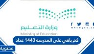 كم باقي على المدرسة 1443 عداد