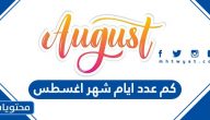 كم عدد ايام شهر اغسطس