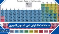 ما دلالات الألوان في الجدول الدوري