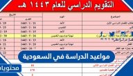 مواعيد الدراسة في السعودية 1443 – 2021 بالتفصيل