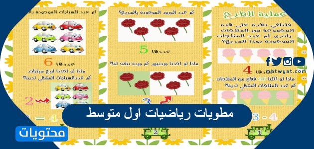 مطويات رياضيات اول متوسط بأفكار مميزة موقع محتويات