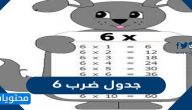 جدول ضرب ٦ مع الحل وبدون جاهز