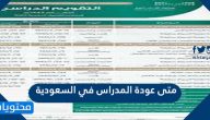 متى عودة المدراس في السعودية 1443