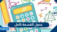جدول القسمة كامل والعلاقة بين عمليتي القسمة والضرب