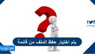 يتم اختيار حفظ الملف من قائمة