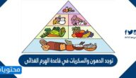 توجد الدهون والسكريات في قاعدة الهرم الغذائى صح أم خطأ