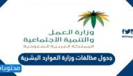 جدول مخالفات وزارة الموارد البشرية