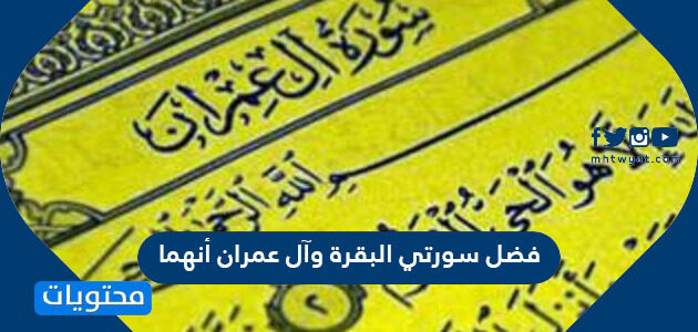 فضل سورتي البقرة وآل عمران أنهما