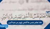 تفسير قوله تعالى فلا تعلم نفس ما أخفي لهم من قرة أعين