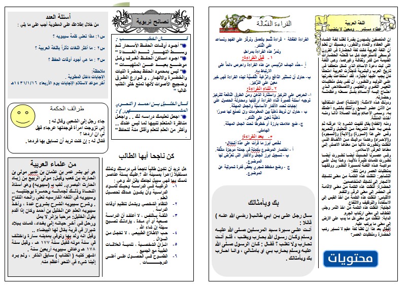 مطويات أهمية اللغة العربية مميزة جاهزة للعرض والطباعة