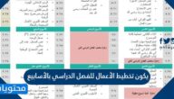 يكون تخطيط الأعمال للفصل الدراسي بالأسابيع