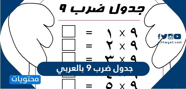 جدول ضرب 9 بالعربي - موقع محتويات