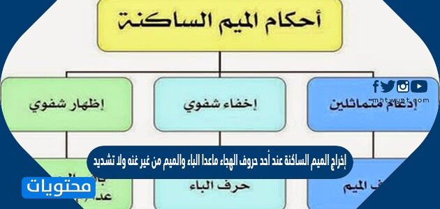 إخراج الميم الساكنة عند أحد حروف الهجاء ماعدا الباء والميم من غير غنه ولا تشديد
