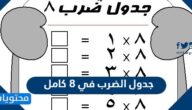 جدول الضرب في 8 كامل مع الحل وبدون