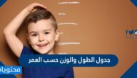 جدول الطول والوزن حسب العمر