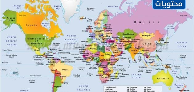 خريطة دول العالم وعواصمها