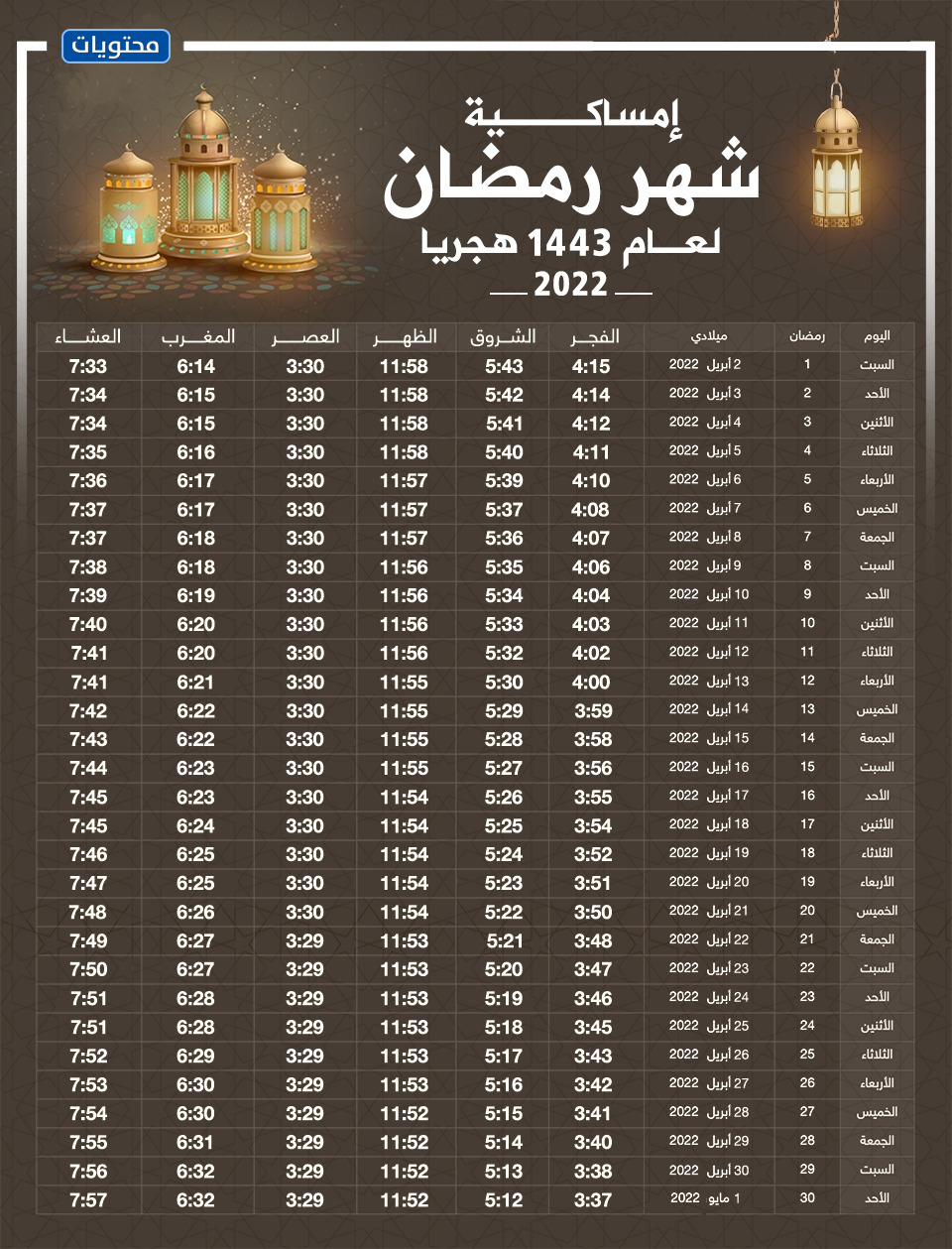 مساء رمضان ٢٠٢٢ ، السعودية ، محتويات الموقع