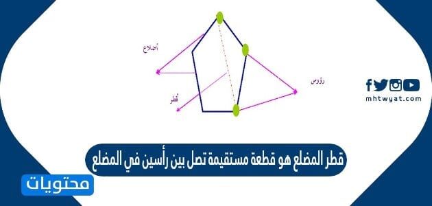 قطر المضلع هو قطعة مستقيمة تصل بين رأسين في المضلع