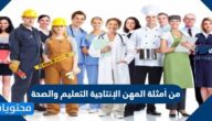من أمثلة المهن الإنتاجية التعليم والصحة