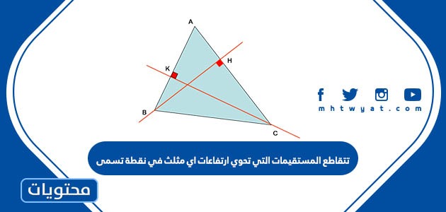 تتقاطع المستقيمات التي تحوي ارتفاعات اي مثلث في نقطة تسمى