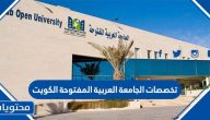 تخصصات الجامعة العربية المفتوحة الكويت 2025