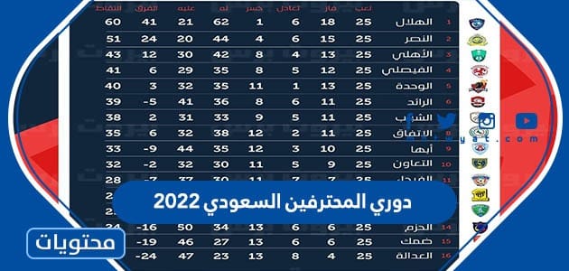 تفاصيل دوري المحترفين السعودي 2022