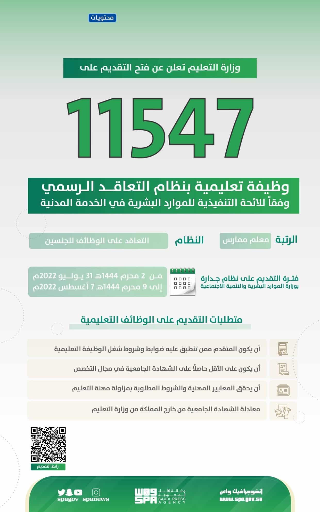 شروط شغل الوظائف التعليمية