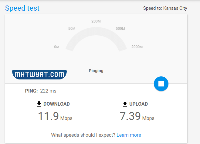 موقع test speed  fiber google