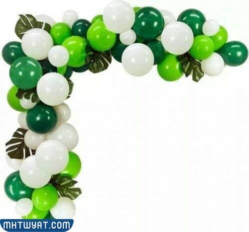 بالونات اليوم الوطني السعودي 92 ابيض واخضر