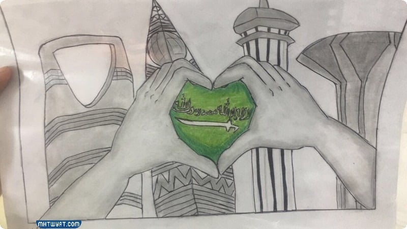 رسومات يدوية عن اليوم الوطني السعودي 1444