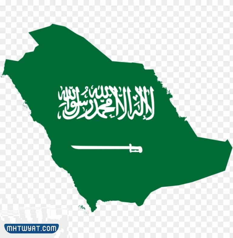 خريطة المملكة العربية السعودية على شكل العلم